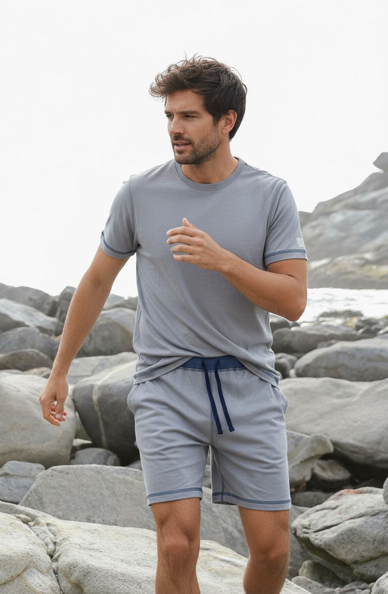 Basico Liso gris con Azul