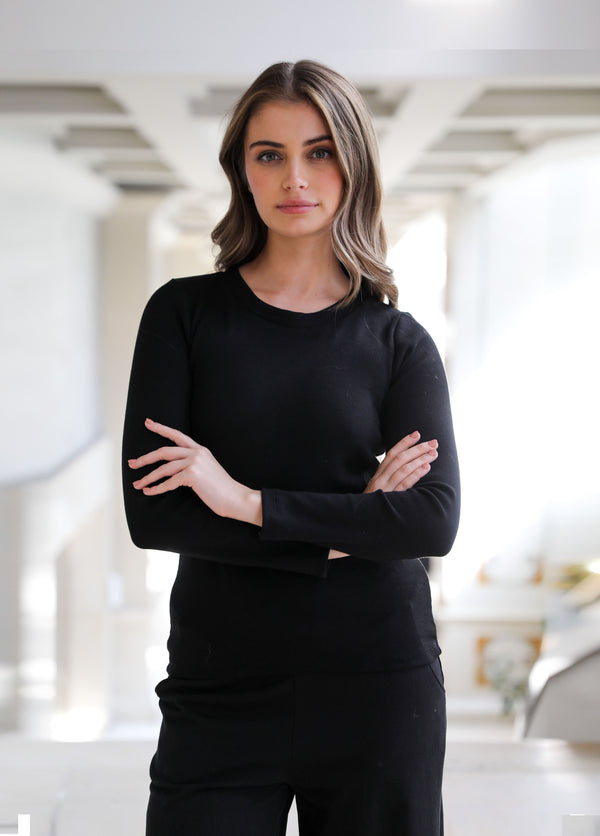 Remera Basica Rib Negro