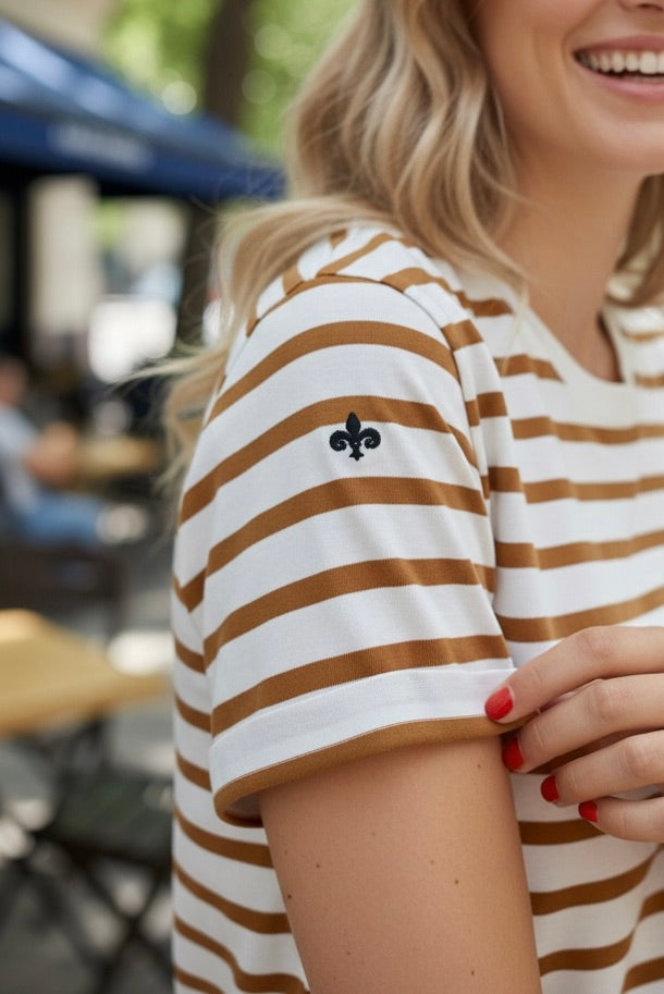 Polera Rayada corta cookies