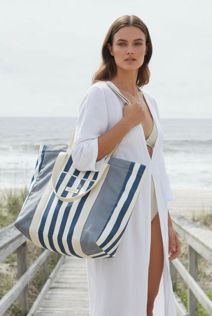 Summer Tote - Blanco/Azul