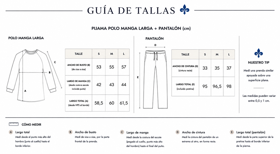 Guía de tallas Pj. Bloom noir