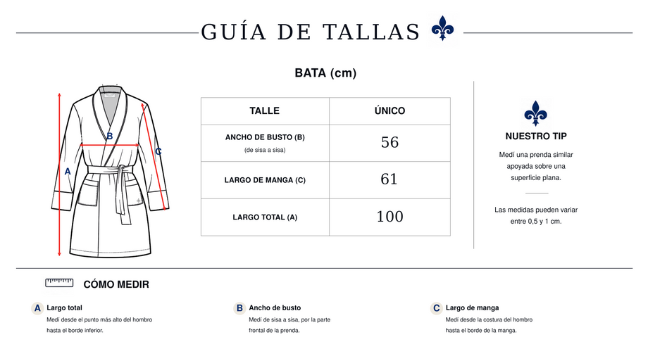 Guía de tallas Bata Jacquard