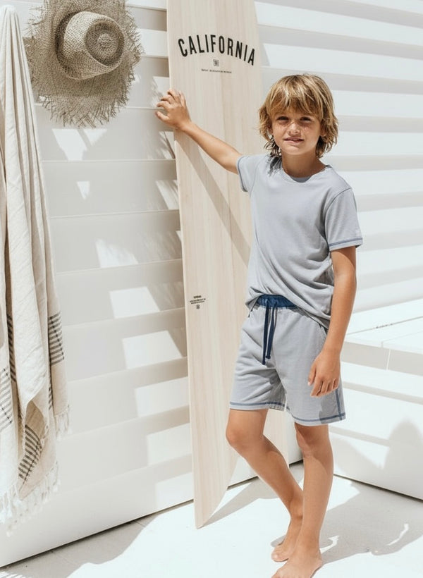 Basico Liso gris con Azul teens