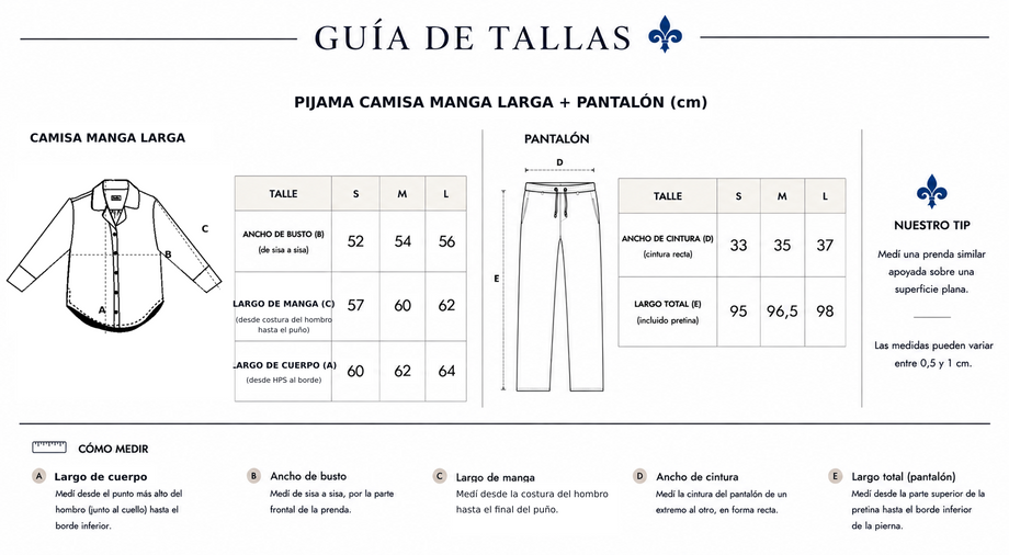 Guía de tallas Set bata Jacquard Blanco