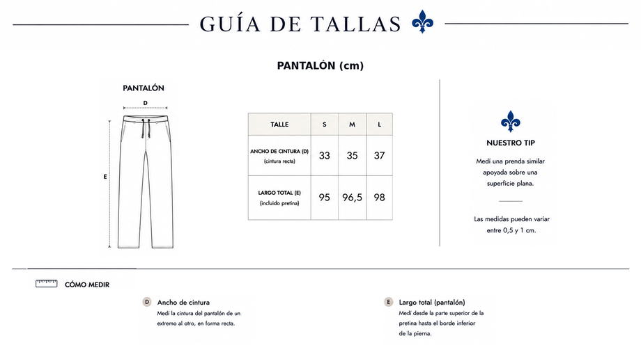Guía de tallas Pantalon Jacquard