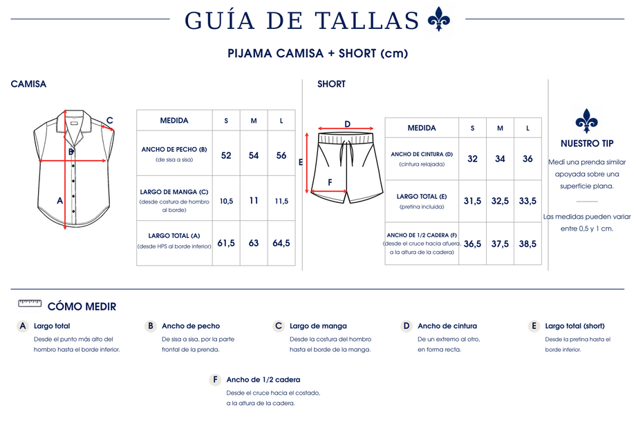 Guía de tallas Pj. camisa pescaditos