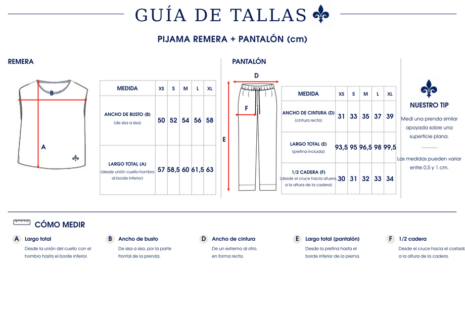 Guía de tallas Pj. Spring Pescaditos
